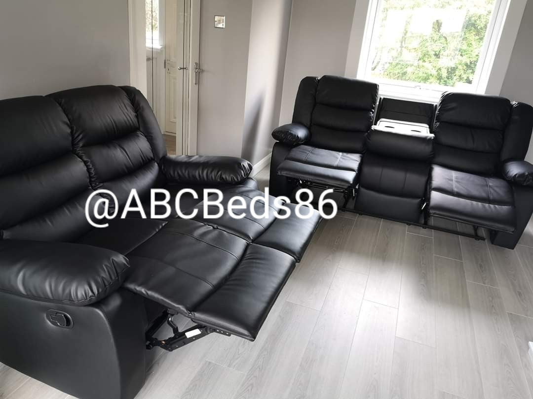Black Roma 3 + 2 Recliners Manual Recliner