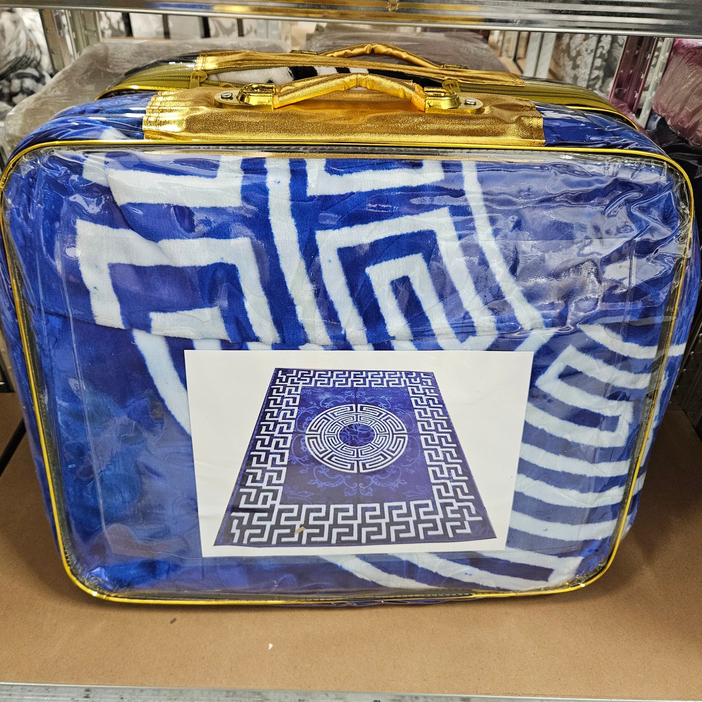 Greek Key Cloudy Embossed 2Ply Blanket