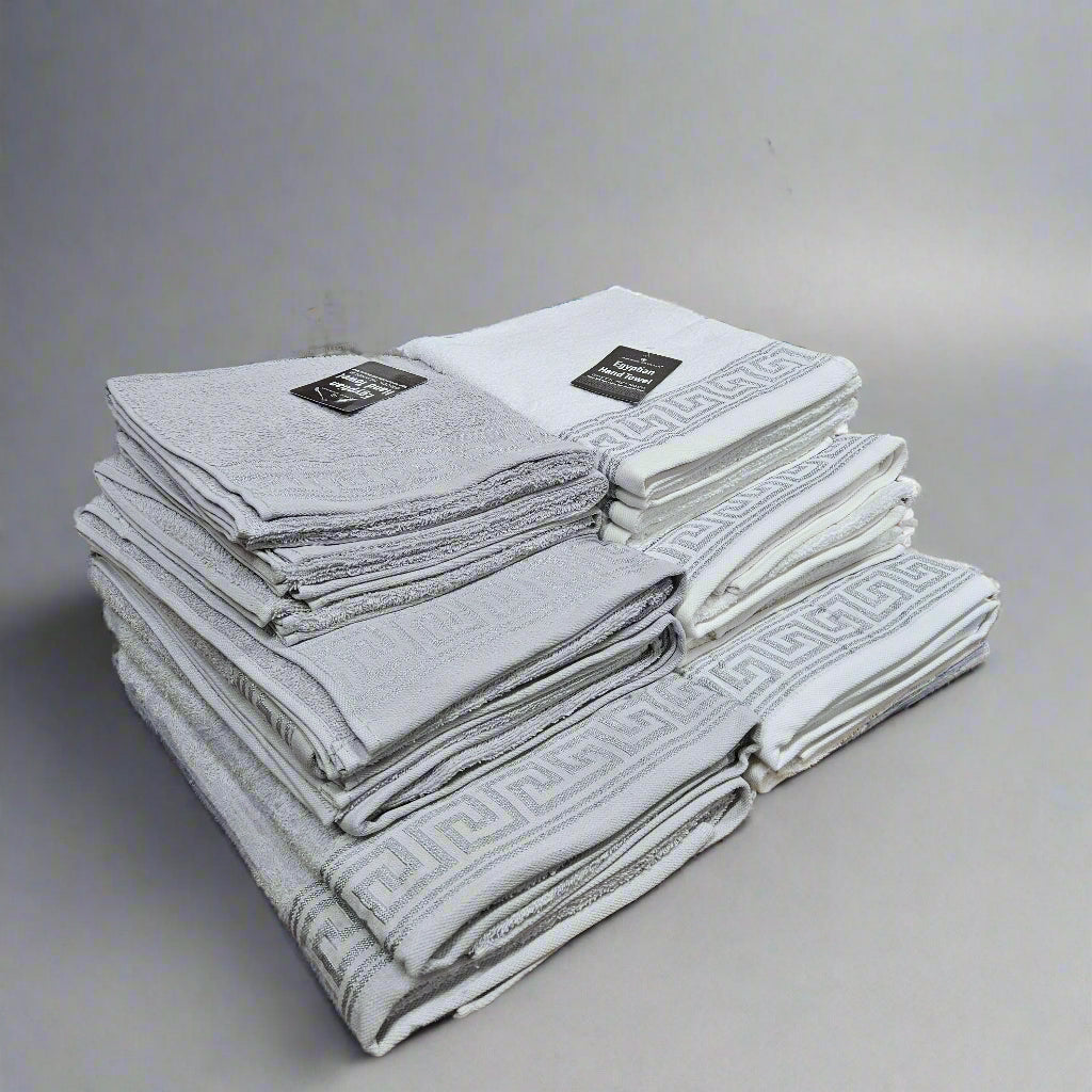 Egyptian Cotton Towels - Greek Meander Pattern
