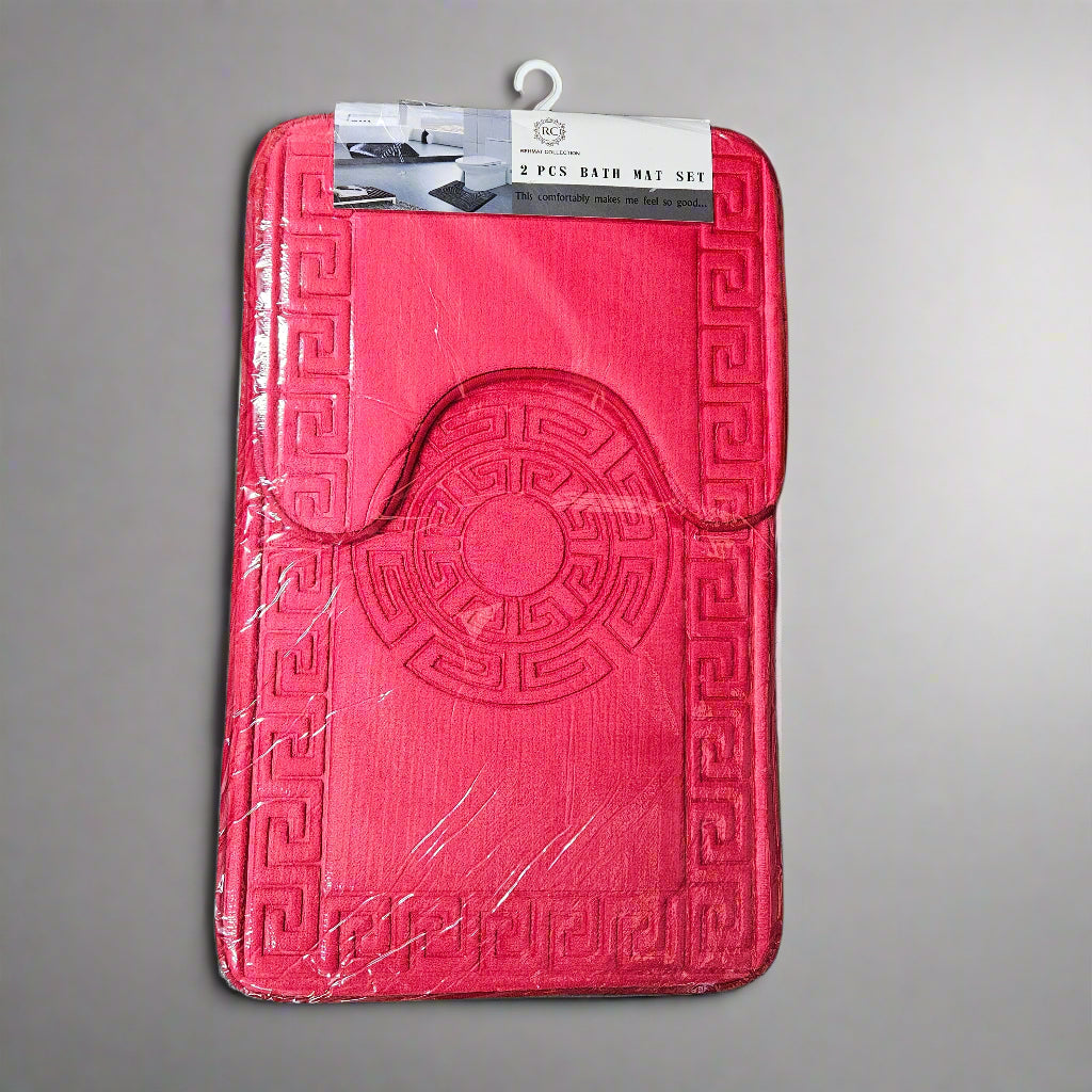 2PC Greek Key Bath Mat Set
