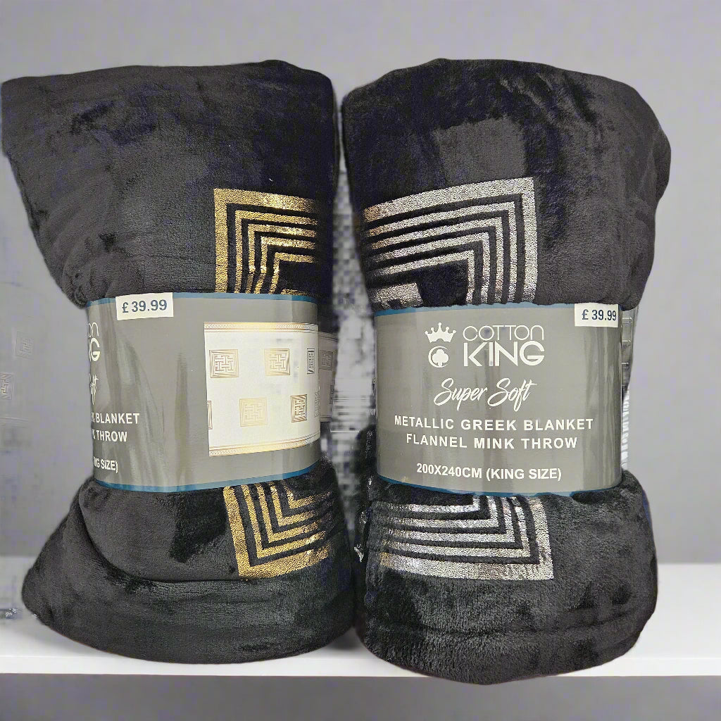 Greek Key Metallic Throw
