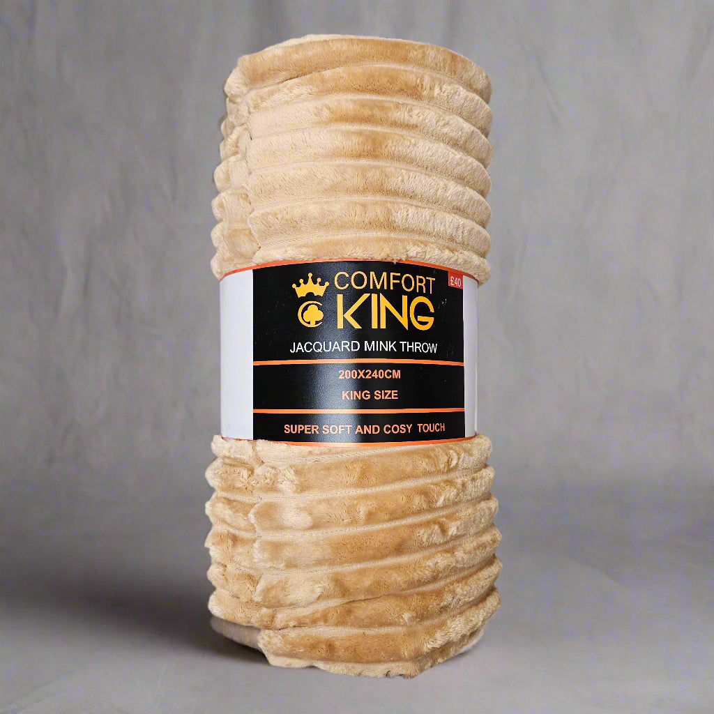 Cotton King Ribbed Faux Mink Throw