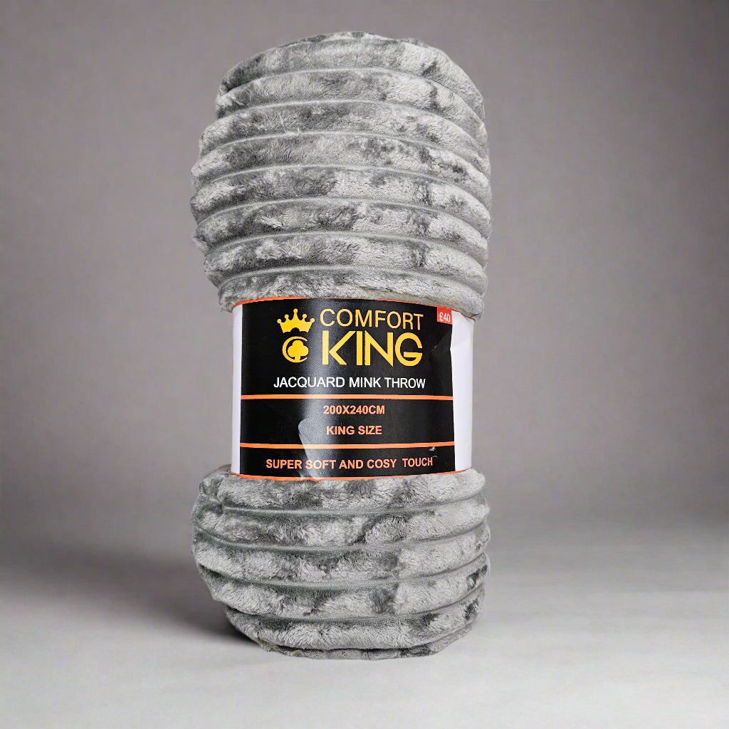 Cotton King Ribbed Faux Mink Throw