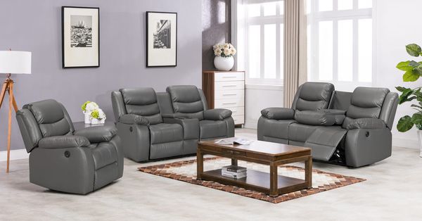 Black Roma 3 + 2 Recliners Manual Recliner