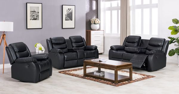 Black Roma 3 + 2 Recliners Manual Recliner