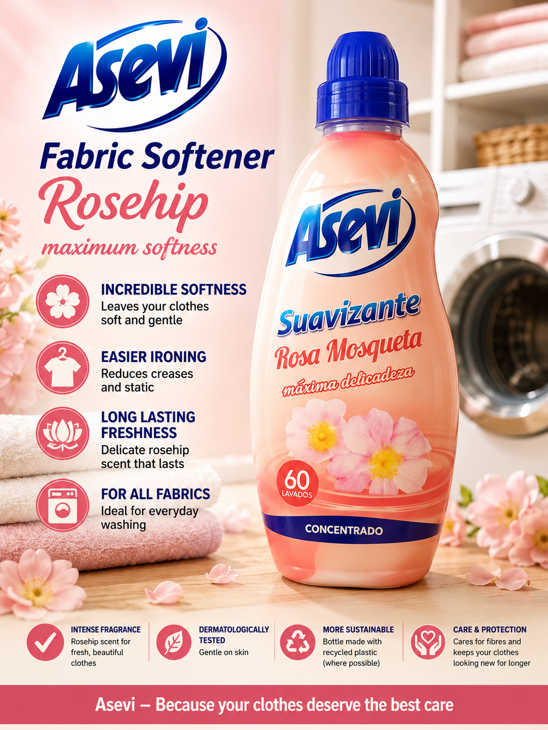 Asevi Suavizante Rosa Mosqueta (Rosehip Fabric Softener)