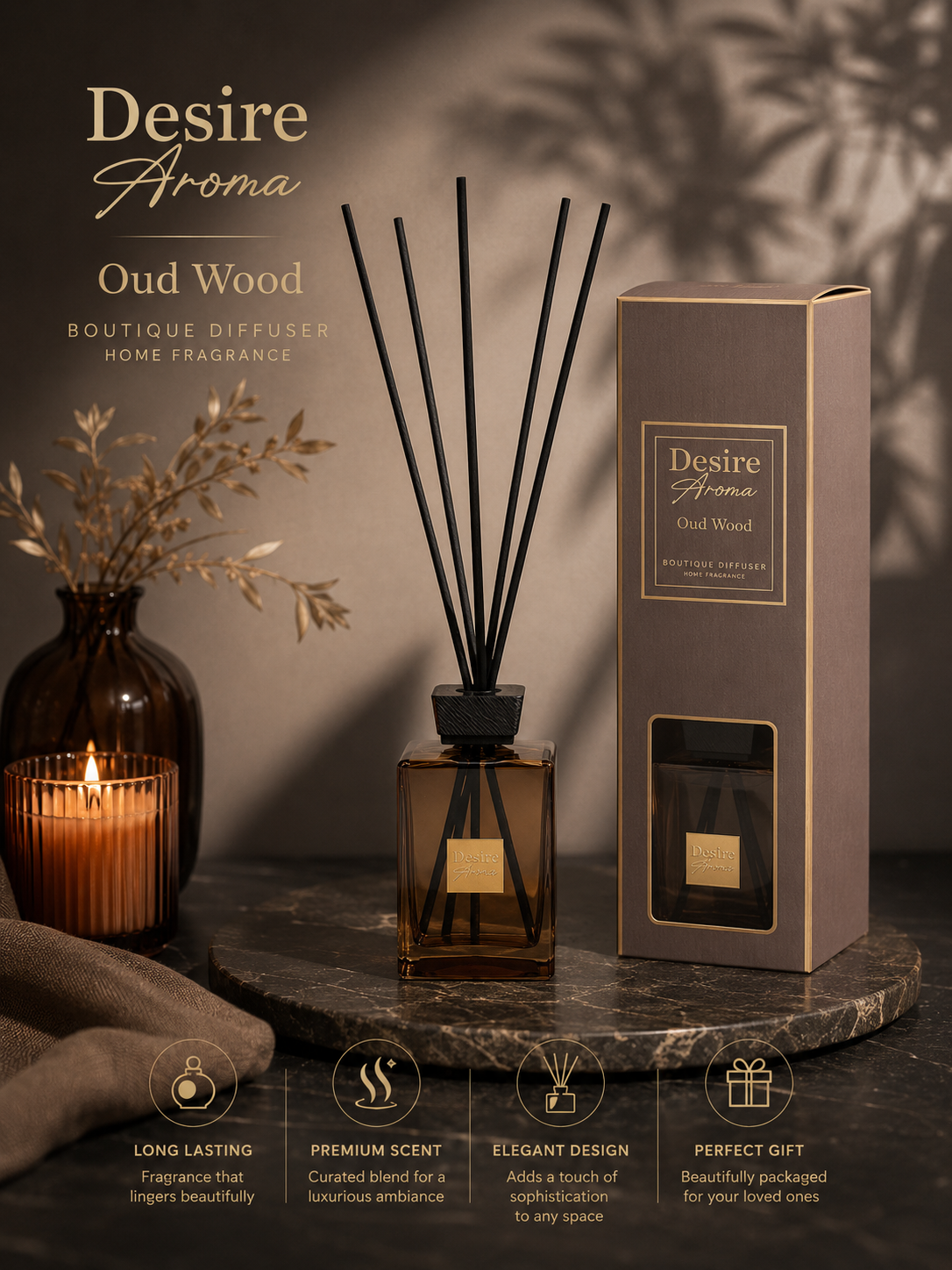 Desire Aroma Reed Diffuser 500ml Home Fragrance Inspired By....
