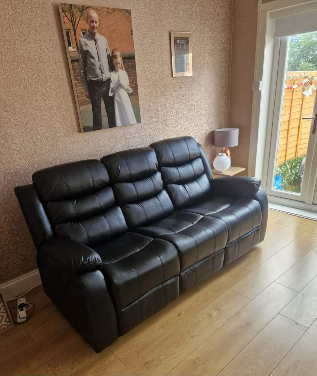 Black Roma 3 + 2 Recliners Manual Recliner