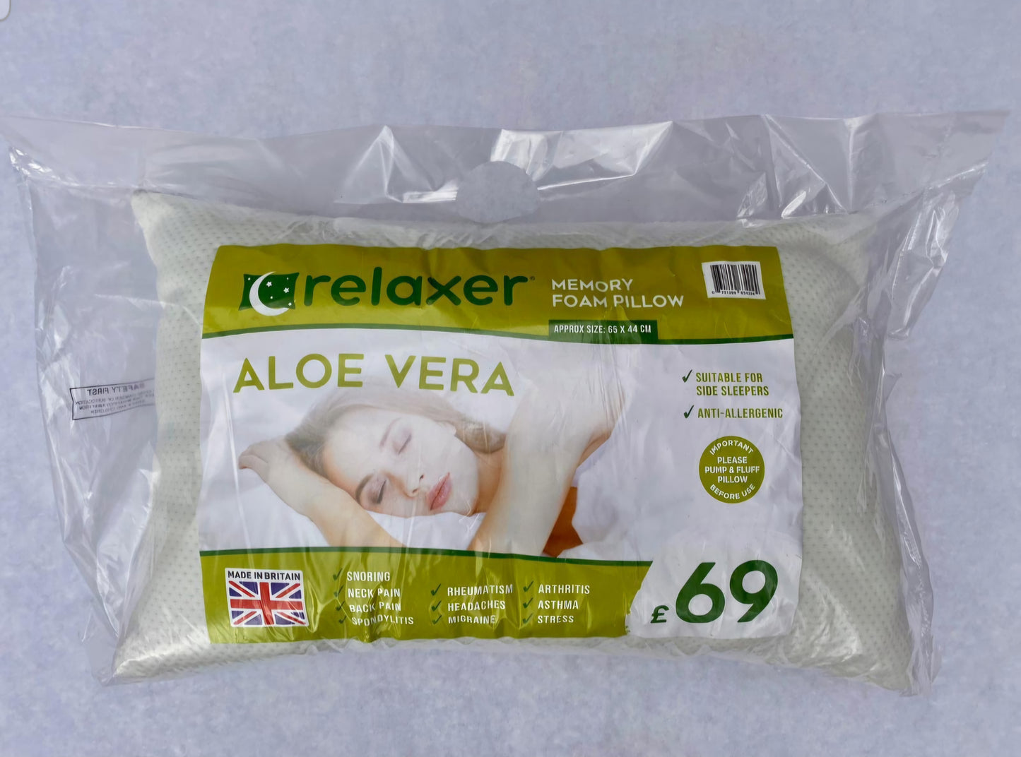 Relaxer Memory Foam Aloe Vera Pillow