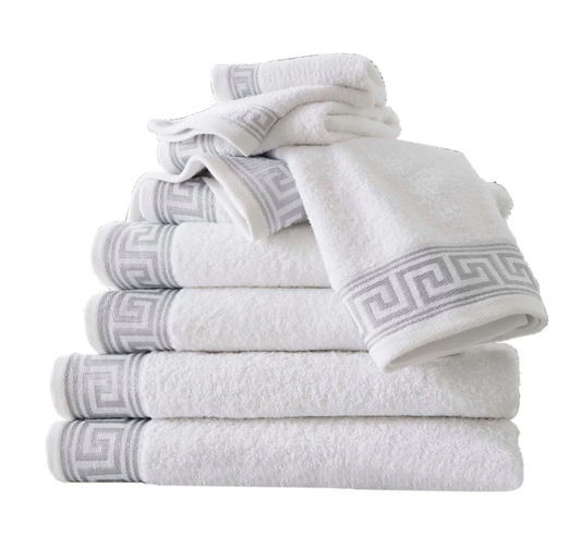 Egyptian Cotton Towels - Greek Meander Pattern