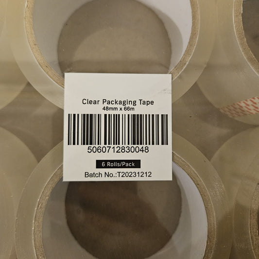 Clear Packaging Tape 48mm x 66m - 6 Rolls