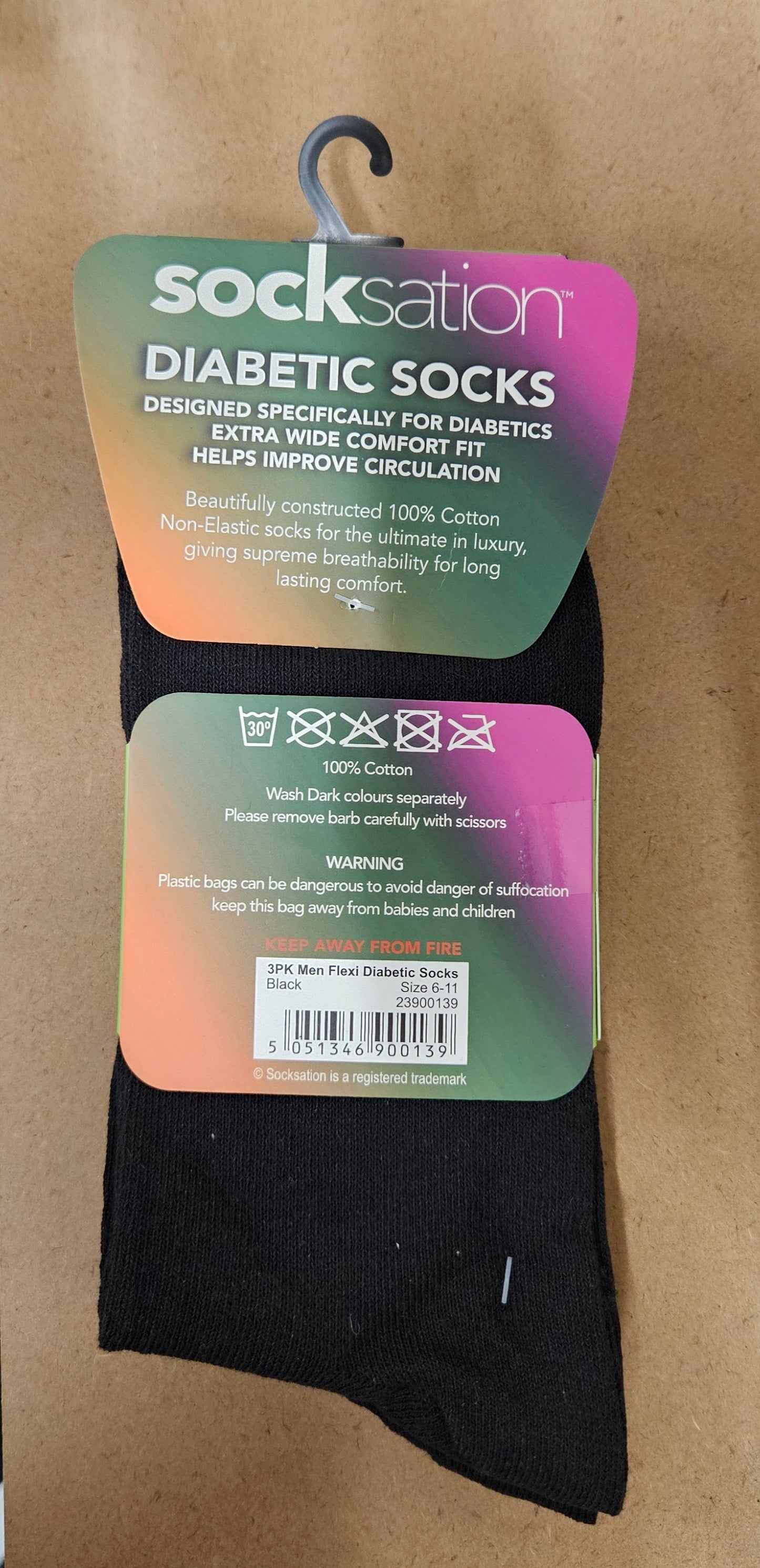 3PK Flexi Diabetic Socks Size 6-11