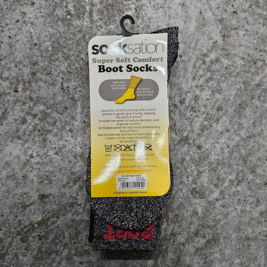 3PK BOOT Socks Size 6-11