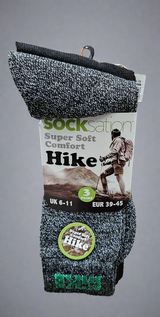 3PK HIKE Socks Size 6-11
