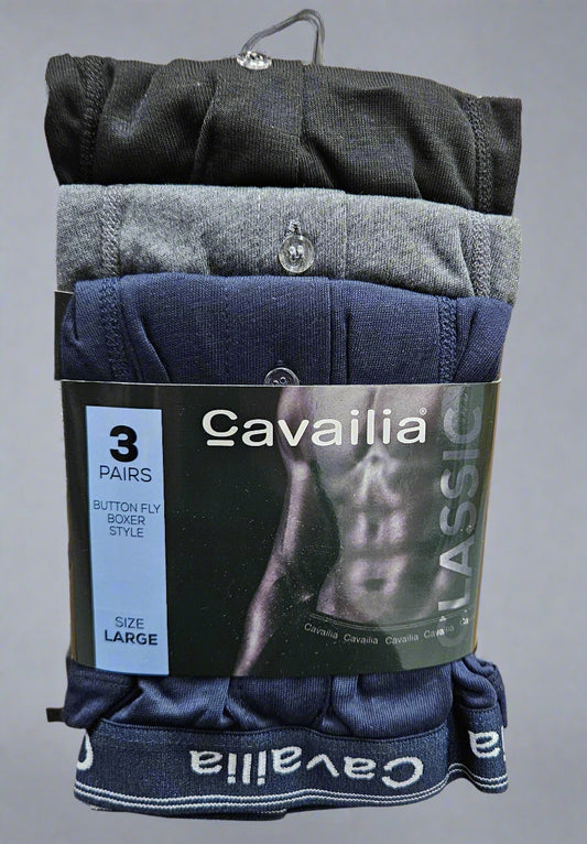 3PK Men's Boxer Shorts - Black/Navy/Grey