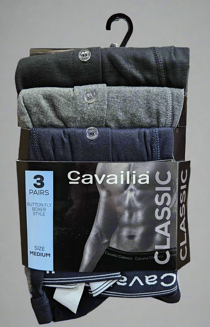 3PK Men's Boxer Shorts - Black/Navy/Grey