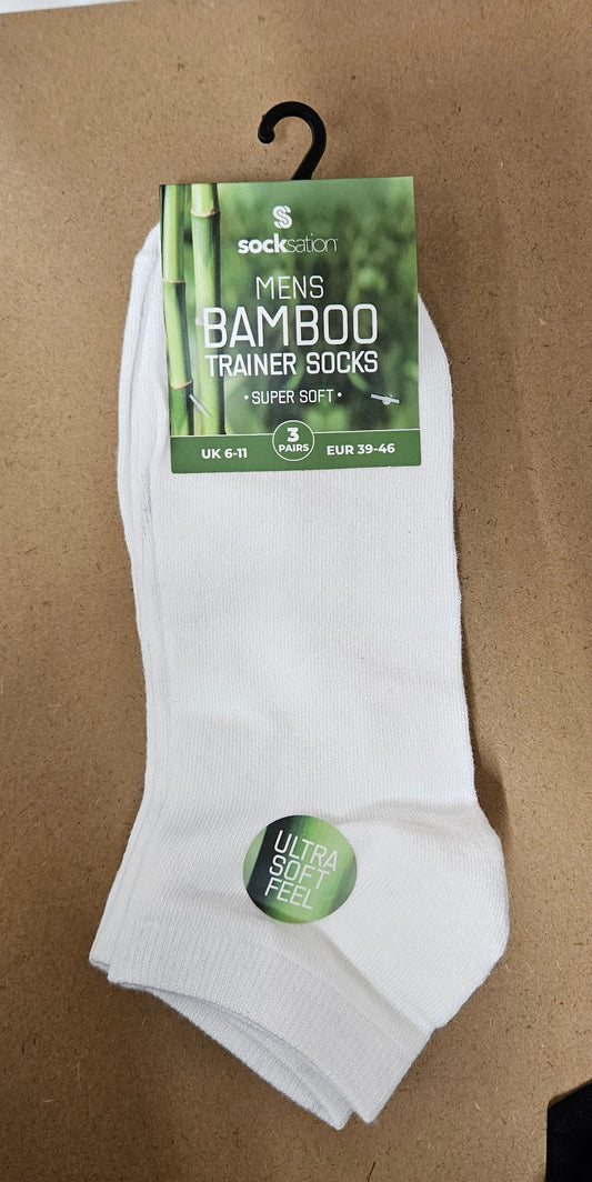 3PK Bamboo Trainer Socks Size 6-11