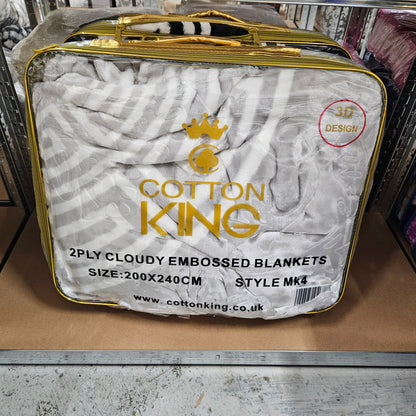 Greek Key Cloudy Embossed 2Ply Blanket