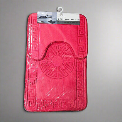 2PC Greek Key Bath Mat Set