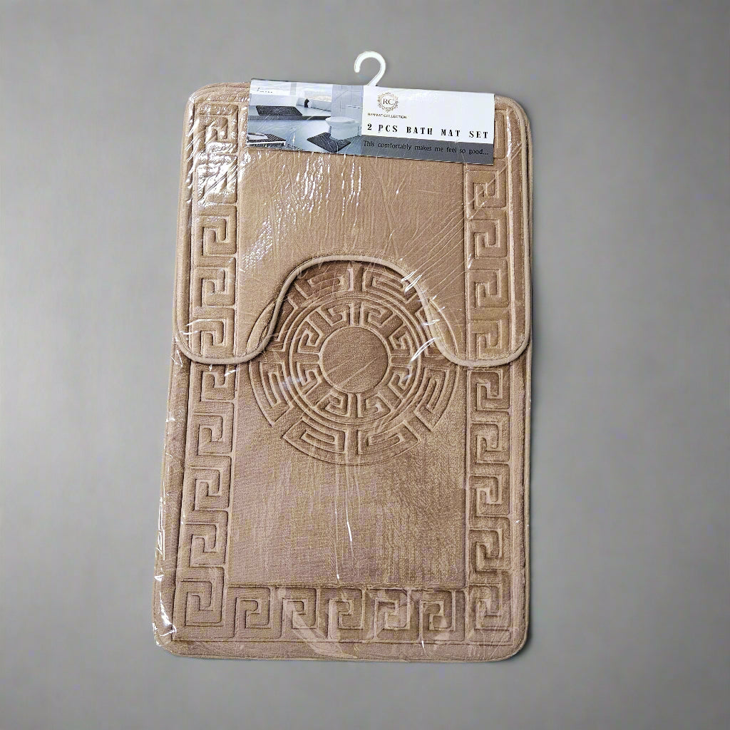 2PC Greek Key Bath Mat Set