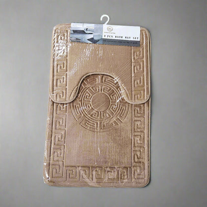 2PC Greek Key Bath Mat Set