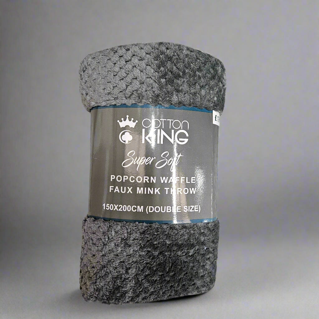 Cotton King Super Soft Popcorn Waffle Faux Mink Throw