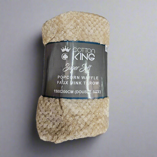 Cotton King Super Soft Popcorn Waffle Faux Mink Throw