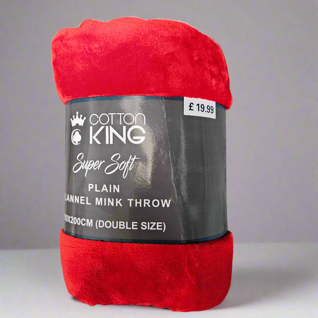 Cotton King Super Soft Plain Flannel Mink Throw 150 x 200cm