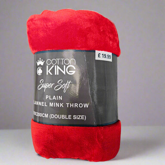 Cotton King Super Soft Plain Flannel Mink Throw 150 x 200cm