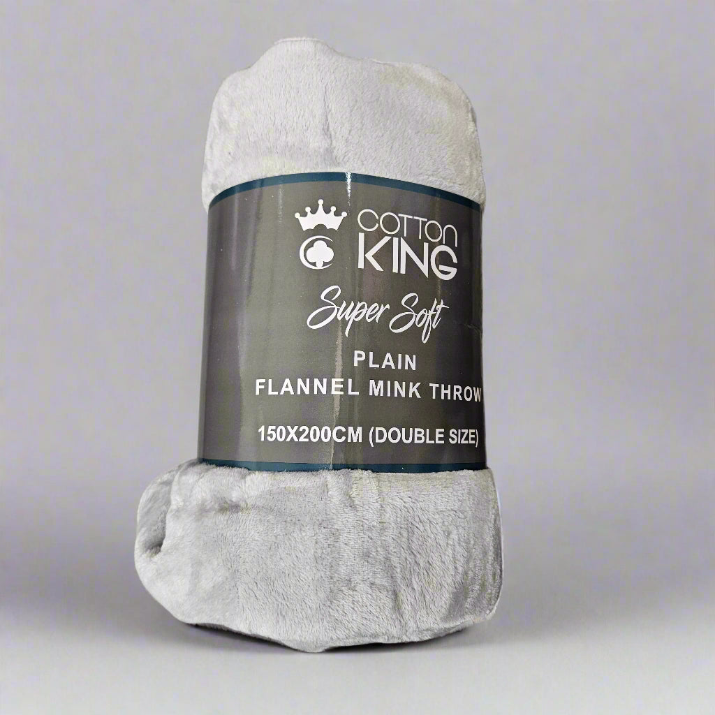 Cotton King Super Soft Plain Flannel Mink Throw 150 x 200cm