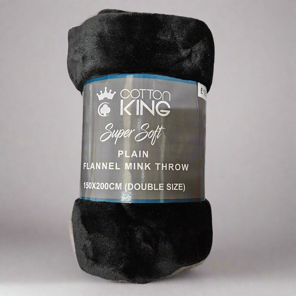 Cotton King Super Soft Plain Flannel Mink Throw 150 x 200cm