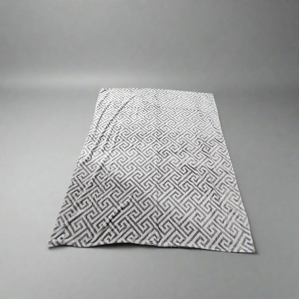 Greek Key Flannel Mink Throw