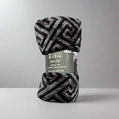 Greek Key Flannel Mink Throw