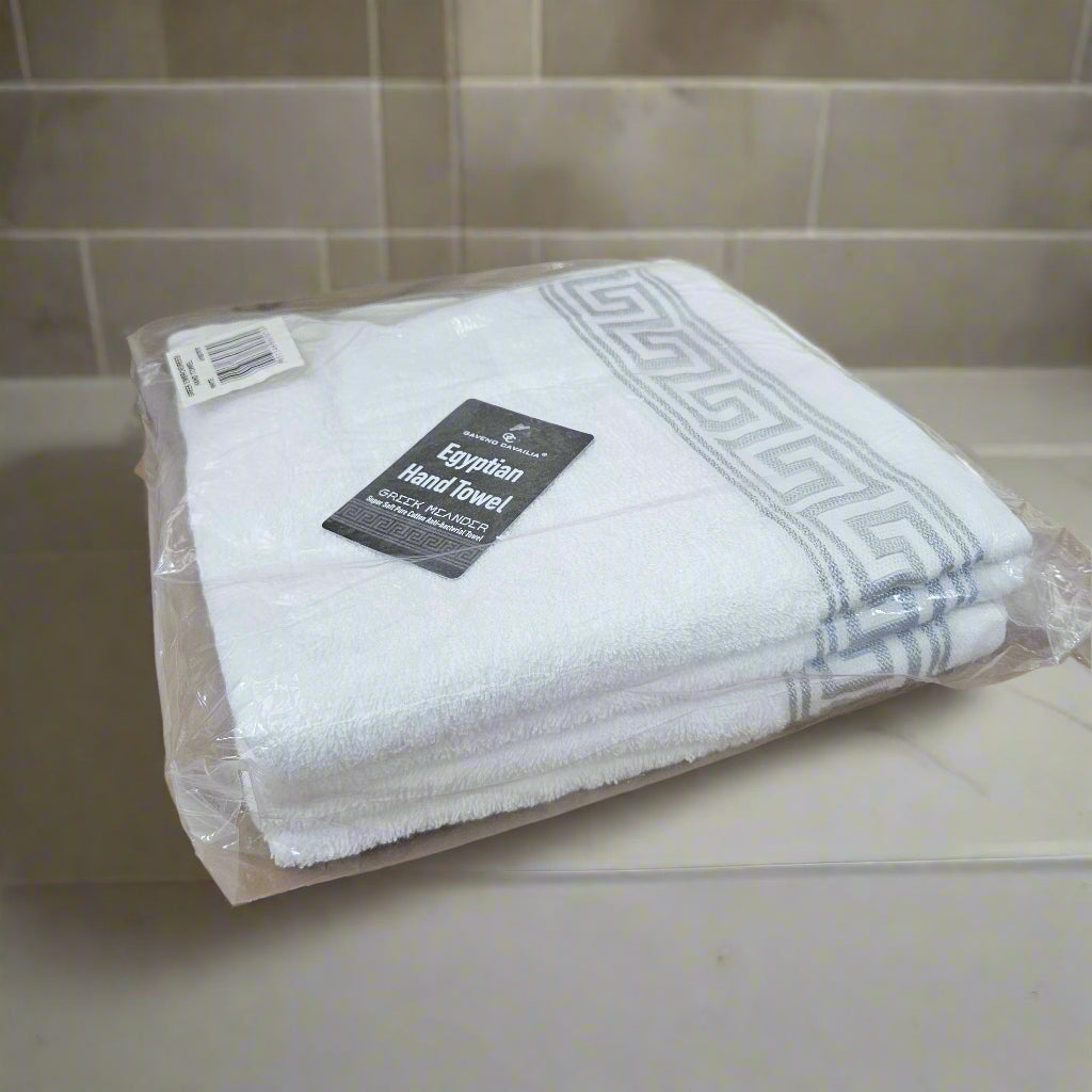 Egyptian Cotton Towels - Greek Meander Pattern