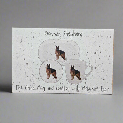 Waggy Tails Dog Gift Set - Fine China Mug and Coaster with Melamine Tray