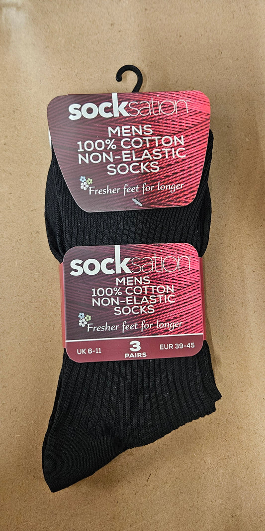 3PK Non-Elastic Socks Size 6-11