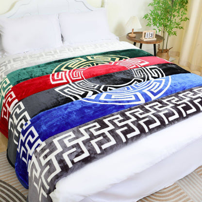 Greek Key Cloudy Embossed 2Ply Blanket