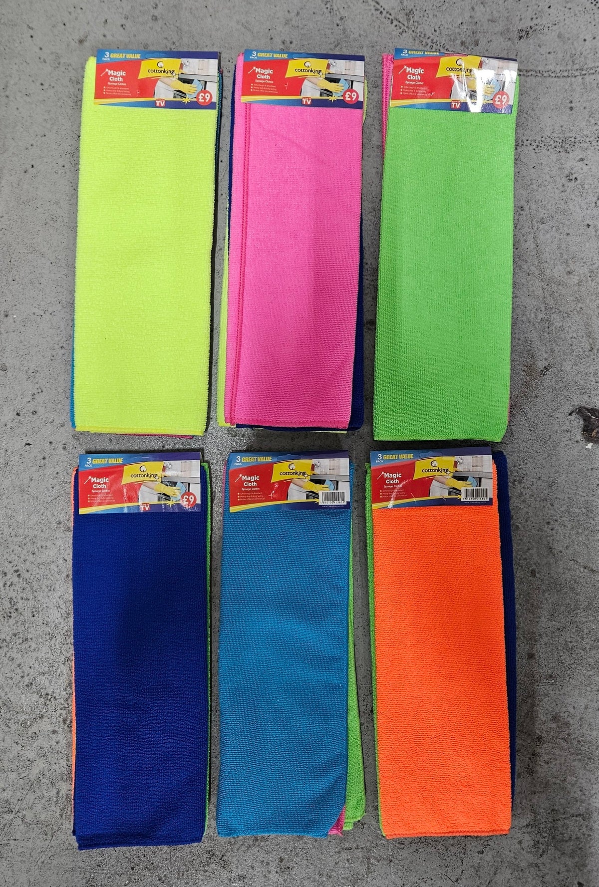 Full Box of 3-Pack Magic Cloths (100 x 3pk) Assorted Colours