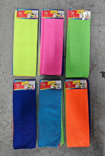 Full Box of 3-Pack Magic Cloths (100 x 3pk) Assorted Colours