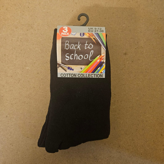 3PK Back to School Socks Size 9-12