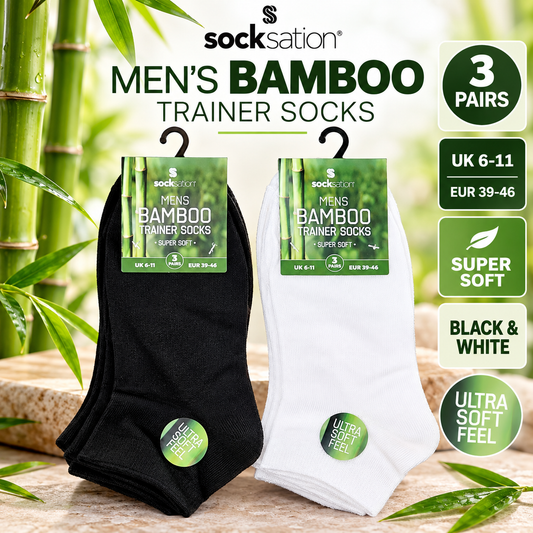 3PK Bamboo Trainer Socks Size 6-11
