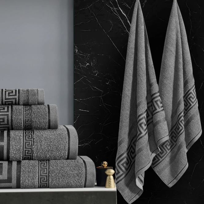 Egyptian Cotton Towels - Greek Meander Pattern