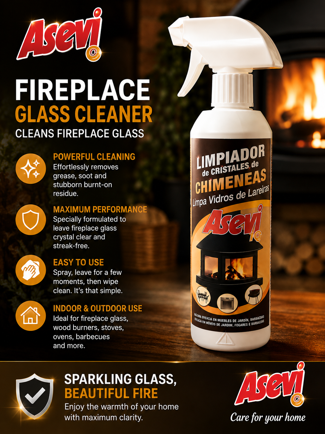Asevi Fireplace & Stove Glass Cleaner