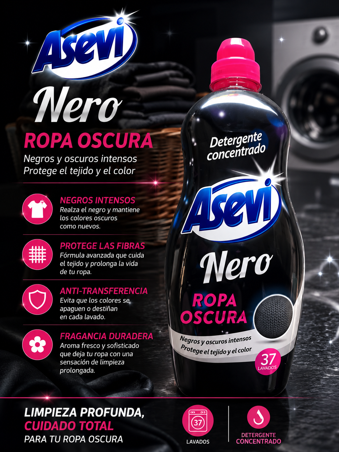 Asevi Nero Ropa Oscura Laundry Detergent - 37 Washes