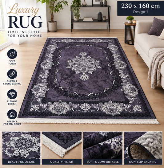 Large Area Rug 230x160cm Modern Geometric Non Slip Living Room