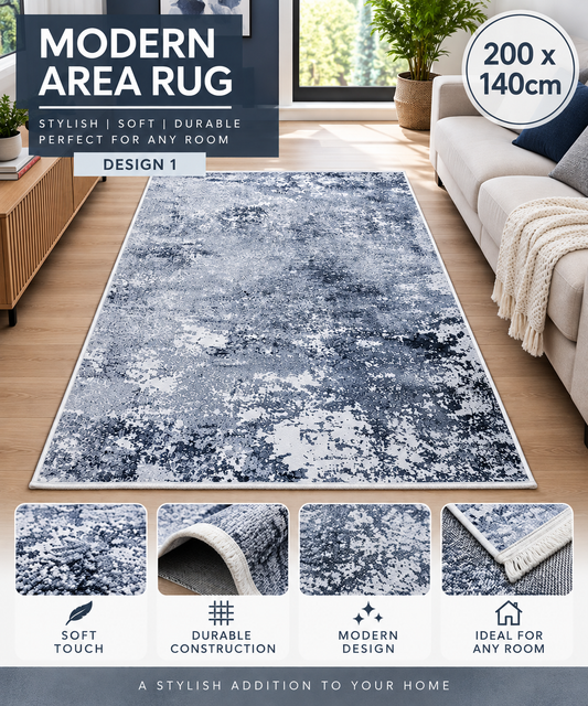Modern Area Rug 200x140cm Large Living Room Carpet Geometric Design