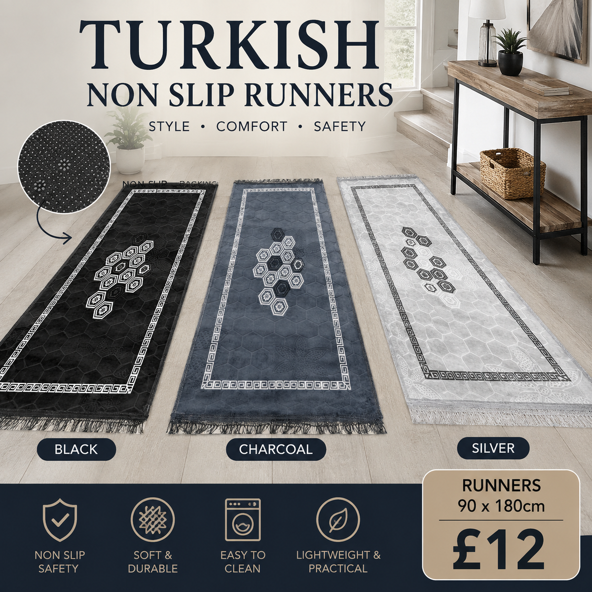 Turkish Non Slip Rugs and Runners