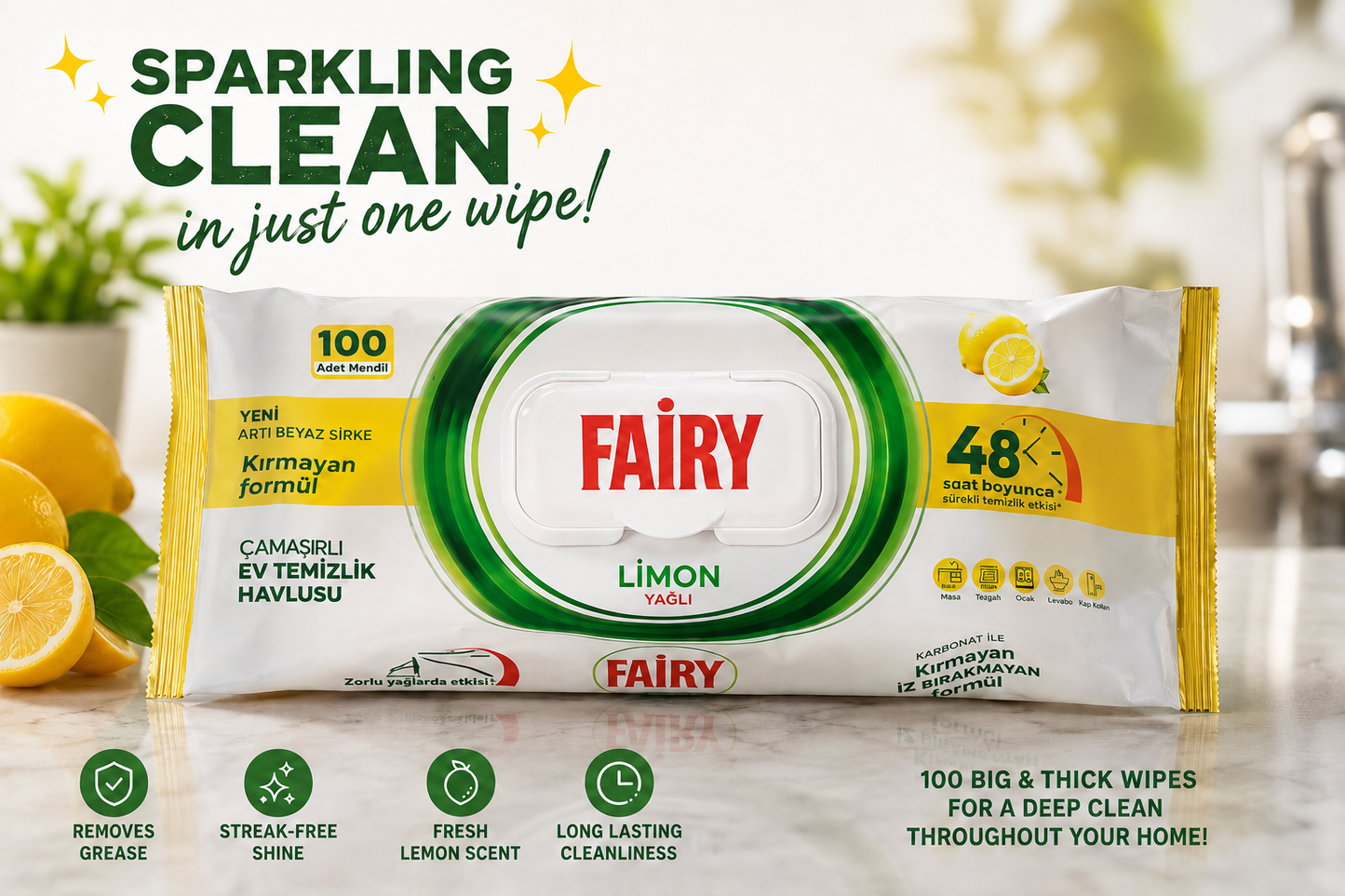 Fairy Multi Purpose Surface Cleaning Wet Wipes (100 wipes)