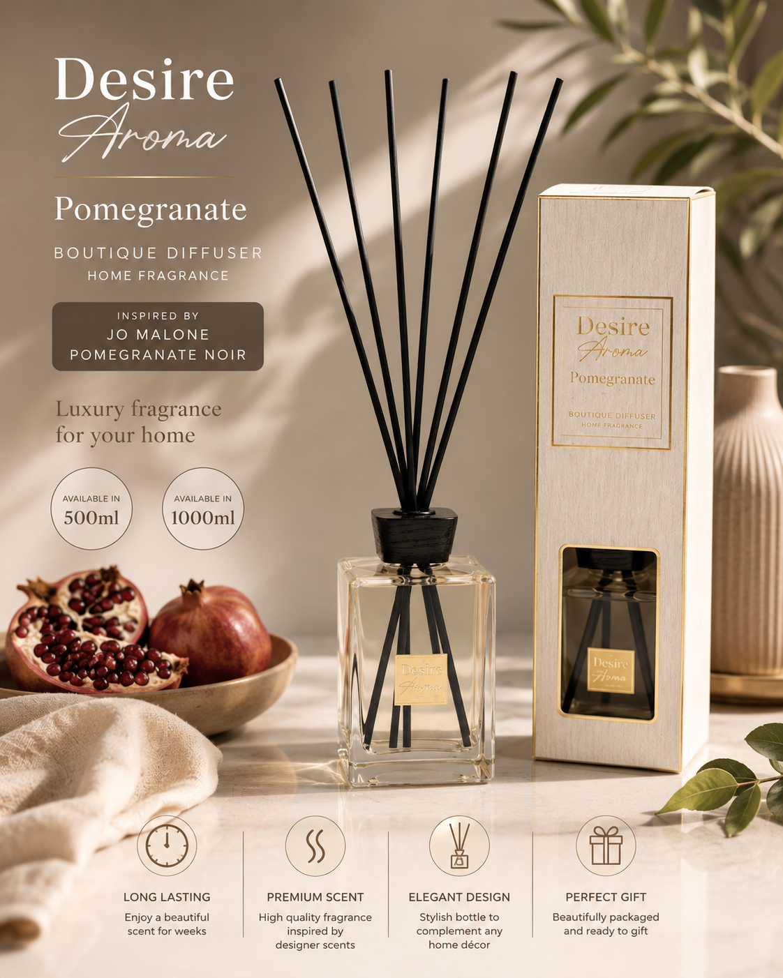 1000ml Reed Diffuser  Home Fragrance Inspired By....