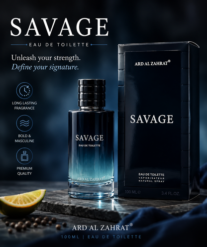 Ard Al Zahrat Savage Eau De Toilette 100ml – Bold Men’s Fragrance